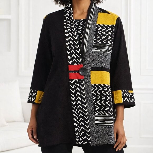 Ali Miles Tops - Ali Miles Patchwork Art to Wear Blouse  Abstract Size PL
